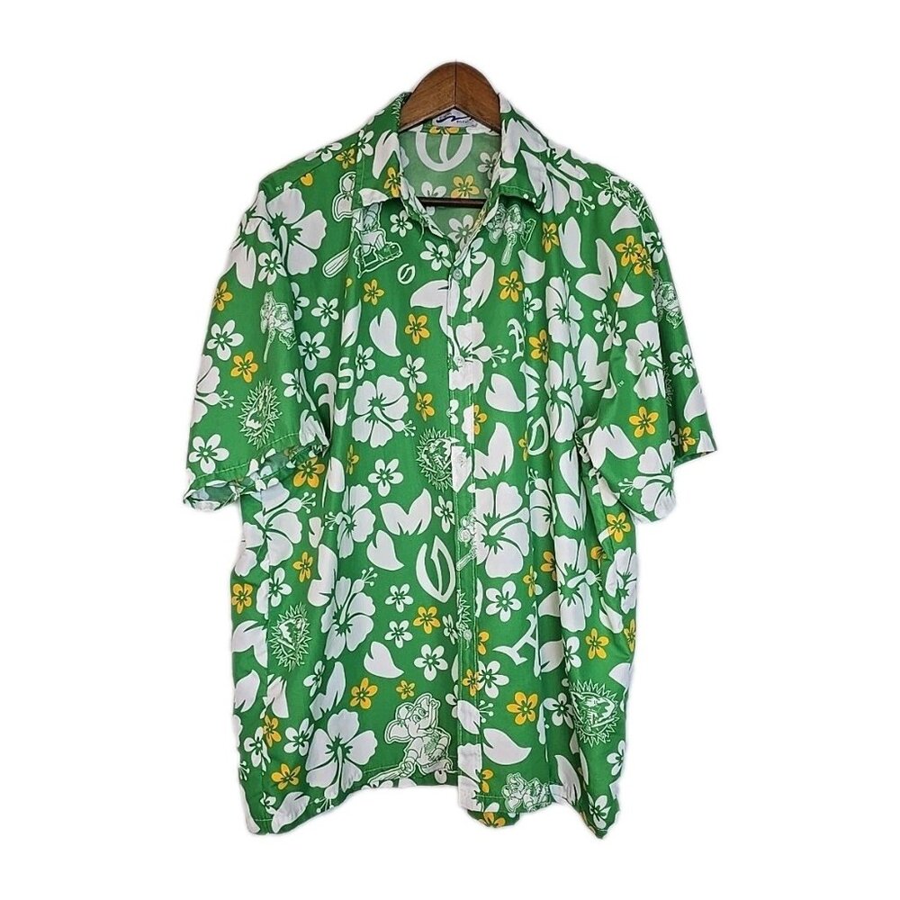 Oakland As MLB Baseball Mens XL Hawaiian Button Shirt Short Sleeve